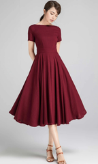 A-line Boat Neck Short Sleeve Bridesmaid Dress Formal Dresses for Wedding Guest Cocktail Dress Mother of the Bride Dresses