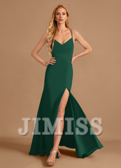 Horn/Tail V-neck and Ground Chiffon Bridesmaid Dress
