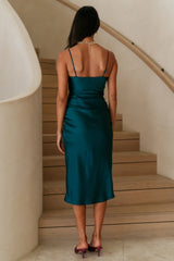 Jimiss Pendant Collar Thin Shoulder Strap Satin Long Prom Dress
