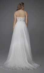 Chiffon lace square collar with flowing back tie for wedding dress