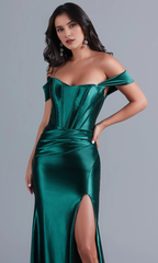 Emerald green tight corset long formal and floor length dress