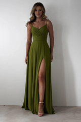 Thin shoulder strap with open back and floor length Prom Dress - Jimiss Dress