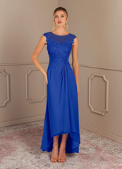 A-line tight spoon crepe and floor length mother of the bride dress