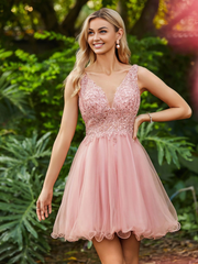 A-line sequined top with ruffled edges for short Homecoming dress