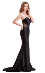 Mermaid heart-shaped collar, backless thin shoulder strap and floor length evening gown
