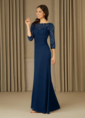 Mermaid Lace Dark Navy 3/4 Length Sleeve formal dresses evening dress Mother of the Bride Dresses