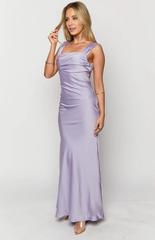 Jimiss - Square neckline backless thin shoulder strap back strap Maxi length prom dress