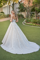 A-line strapless chicken heart collar high neck long sleeved and floor length wedding dress