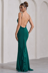 Mermaid Strap V-neck and Ground length Evening Dress - Jimiss Dress