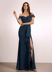 Ruffled A-line Floor-length Chiffon Bridesmaids Dress