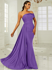 Mermaid off shoulder hanging sleeveless and floor length Prom Dress - LD Dress