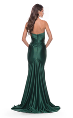 Mermaid deep V heart-shaped neckline strapless and floor length evening dress