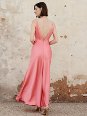 Pleated backless camisole long gown evening dresses