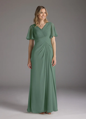 A-Line V-Neck Ruched Chiffon Mother of the Bride Dresses