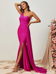 Shoulder hanging side slit thigh formal and floor length formal dresses