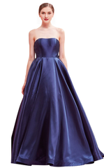 A-line off shoulder chicken heart collar back bow and floor length evening gown