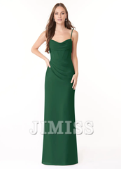 Sheath pleated chiffon and floor length bridesmaid dress - Jimiss Dress