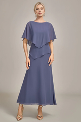 Stormy Sheath Spoon Tea Chiffon Bridal Mother Dress