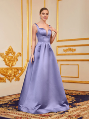 Sweetheart collar backless satin and floor length formal dress