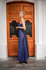 Jimiss - backless deep V-thin shoulder strap satin and floor length Prom dress