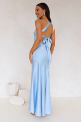 Jimiss single shoulder collar satin backless lace up and floor length Prom dress