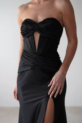 Off shoulder strapless side slit and floor length Prom Dress - Jimiss Dress
