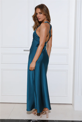 Jimiss V-neck sleeveless backless satin long Prom dress