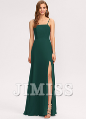 A-line square floor-length chiffon bridesmaid dress