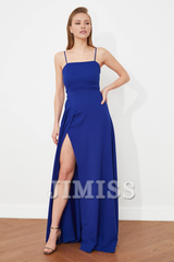 Split neckline evening gown and graduation gown formal evening gown