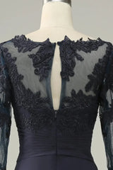 A-line Asymmetrical Mother of Bride Dress with Long Sleeves