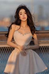 Lovely Heart-Shaped Diamond Backless Prom Dresses, Party Dresses