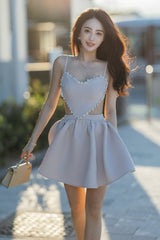 Lovely Heart-Shaped Diamond Backless Prom Dresses, Party Dresses
