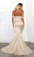 Mermaid Elegant Draped Neck Ball Gown Champagne Corset Gown