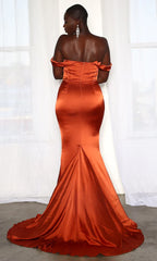 Terracotta Mermaid draped neckline ball gown bottom with sweeping train