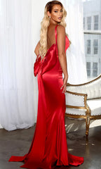 Black Mermaid Oversized Bow Satin Gown