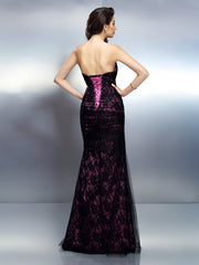 Trumpet/Mermaid Sweetheart Lace Sleeveless Long  Woven Satin Dresses