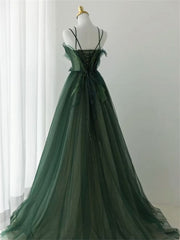 Forest Style Emerald Green Beading Tulle Dress, Prom Dress Fairy,Evening Gown Graduation Party Dress P453