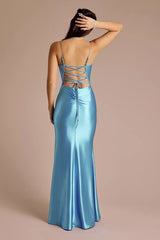Deep V-Neck Sculpting Satin Slim Mermaid Dress
