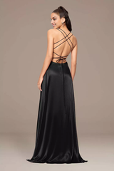 Charmeuse A-Line Dress with Appliqued Bodice