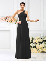 A-Line/Princess One-Shoulder Pleats Sleeveless Long Chiffon Bridesmaid Dresses