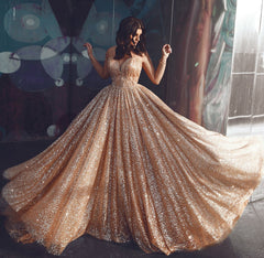 2024 Sparkly Straps Tulle Long Prom Dresses with Open Back