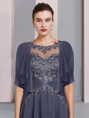 A-Line Mother of the Bride Dress Wedding Guest Vintage Plus Size Elegant V Neck  Satin Sleeve with Pleats