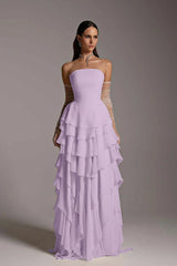 Charming Strapless Sleeveless Ruffles Long Prom Dress With Gloves