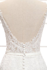 Tulle & Organza Bateau Mermaid Wedding Dresses with Lace Appliques & Belt