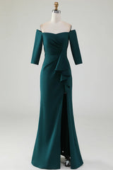 Mermaid Off The Shoulder Cascading Ruffle Mother Of The Bride Dress
