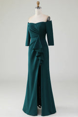 Mermaid Off The Shoulder Cascading Ruffle Mother Of The Bride Dress