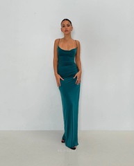 Sheath Spaghetti Straps Green Satin formal dresses Bridesmaid Dresses evening gown Prom Dress