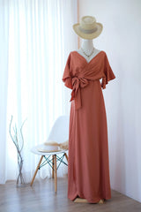A-line V-Neck floor length Bridesmaid Dress Formal Dresses for Wedding Guest Cocktail Dress Mother of the Bride Dresses