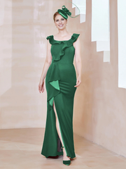 Lotus leaf edge slit, lotus leaf edge tight fit, mother of the bride dress