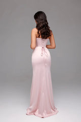 Jimiss - backless strapless back strap with side slit and floor length Prom dress